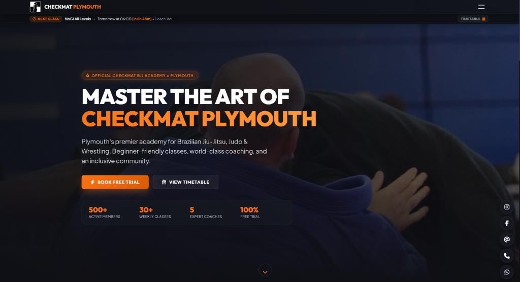 Checkmat BJJ Plymouth official website created by Maciej Szeląg
